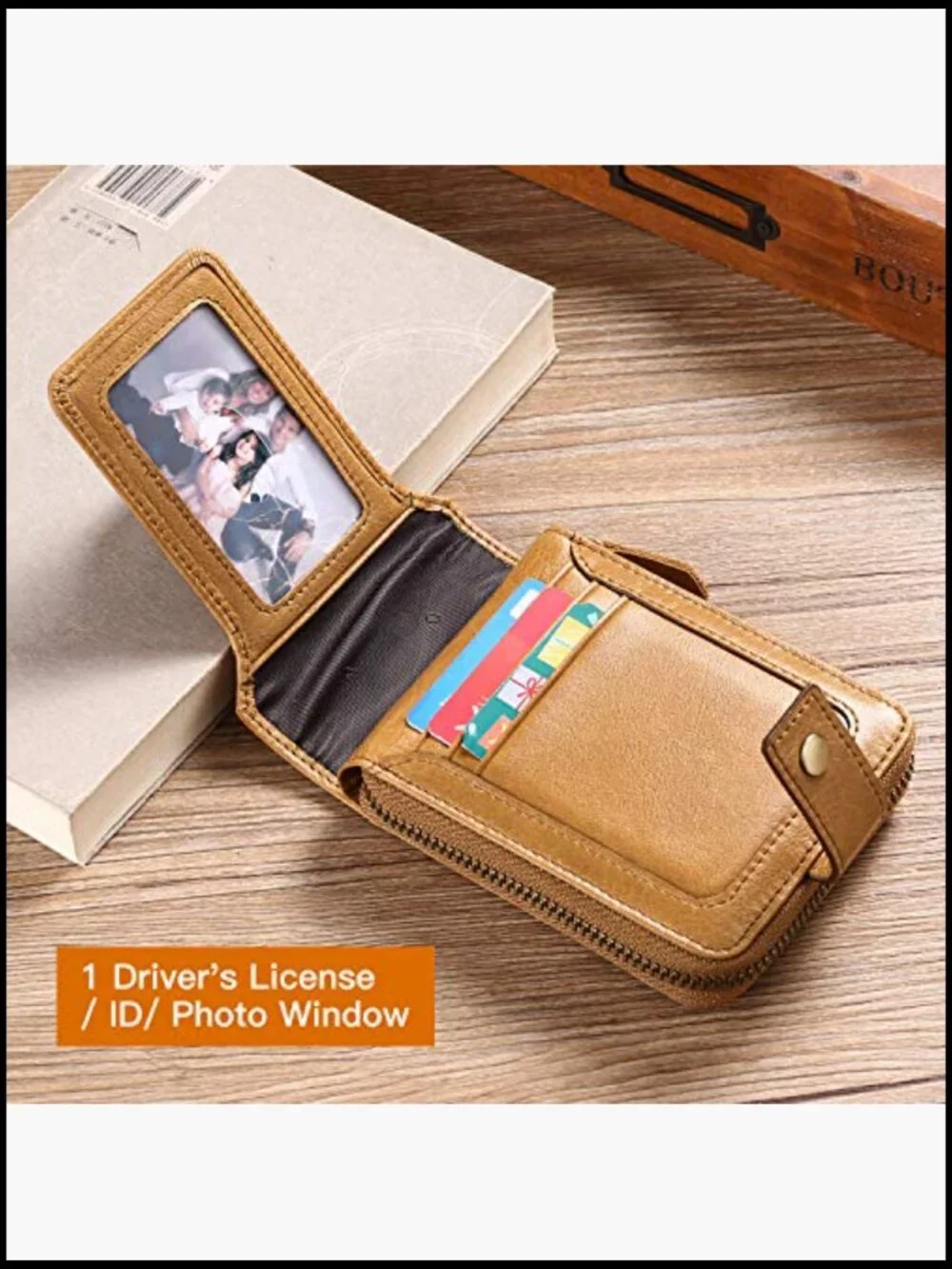 Genuine Leather RFID Blocking Zipper Wallet Large Capacity with Coin Pocket and